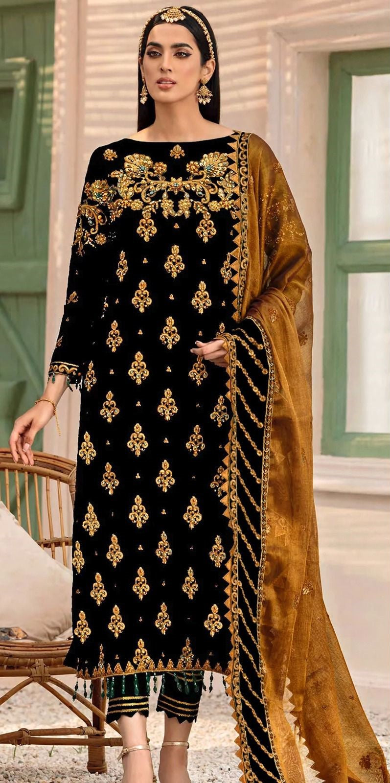 Black Color Party Wear Golden Heavy Embroidered Pakistani Suit – Apparel  Designer
